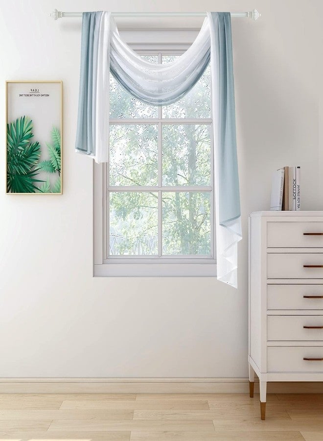 NAPEARL Ombre Window Scarf Valance, Romantic Gradient Voile Scarf Valance for Ceremony Backdrop, Wedding Arch, Kids Bedroom, Decorative Swag Curtain 144 Inches, Gray - Image 5